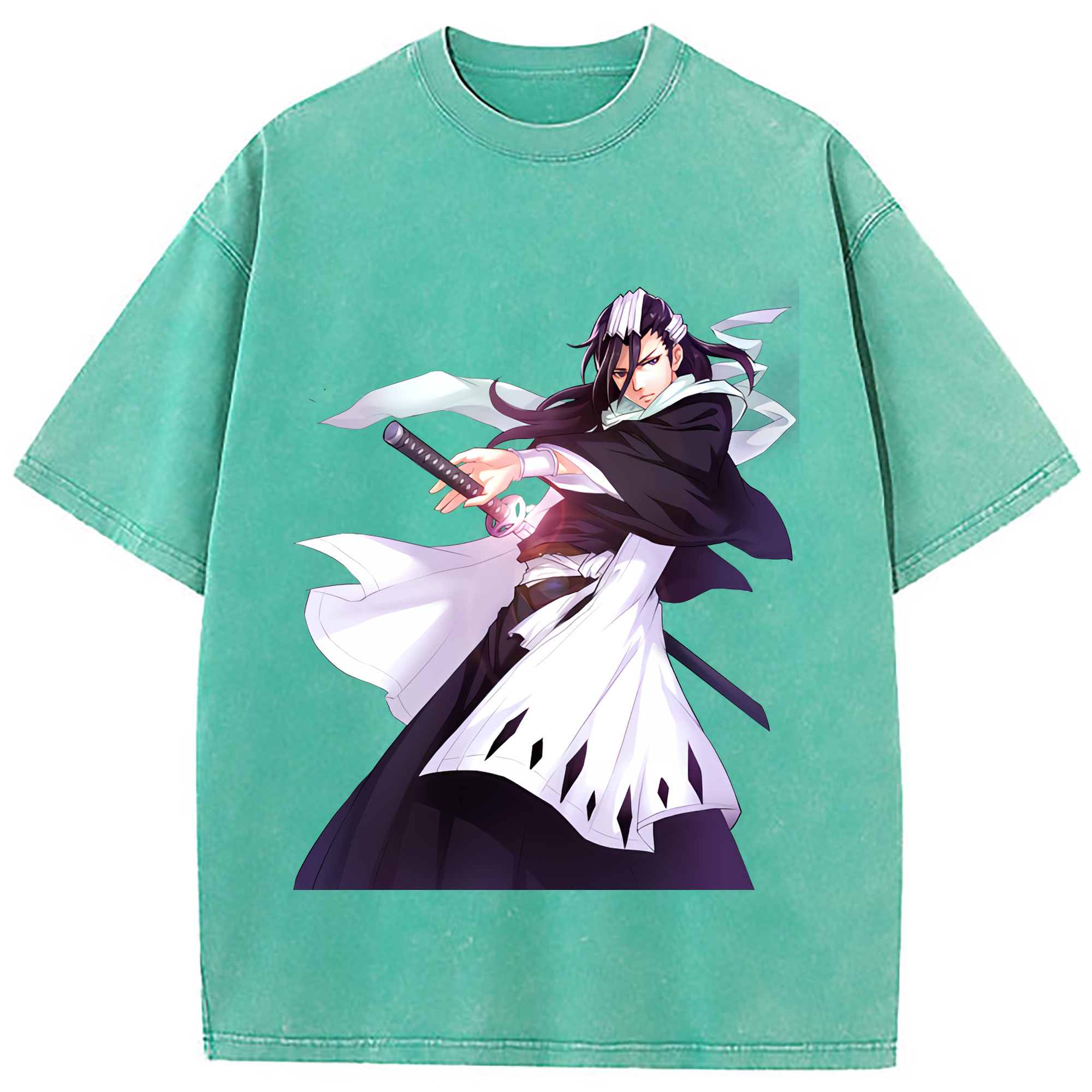 （画像用） ブリーチ くちき びゃくや BLEACH Kuchiki Byakuya 綿100% ヴィンテージ風 半袖Tシャツ（フロントプリント）